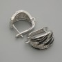 Earring hooks for earrings with white rhinestones and black enamel, silver-tone metal 15×9.5 mm ±, pair