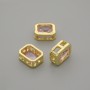 Bead Inlay with Pink Crystal, Metal Color Gold, Diameter 9×7mm ± Hole Diameter 1.3mm ± per 1pc