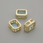 Bead Inlay with Blue Crystal, Gold Color Metal, Ø 9×7 mm ± hole 1.3 mm ± per 1 pc