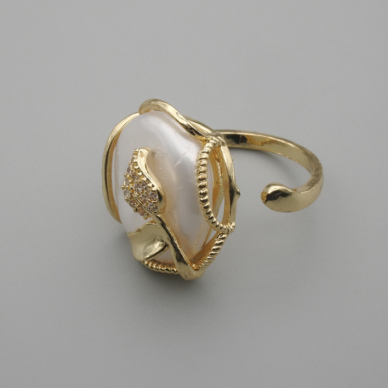 Baroque Button Pearl in Golden Setting ~, diameter 22×20mm± no hole