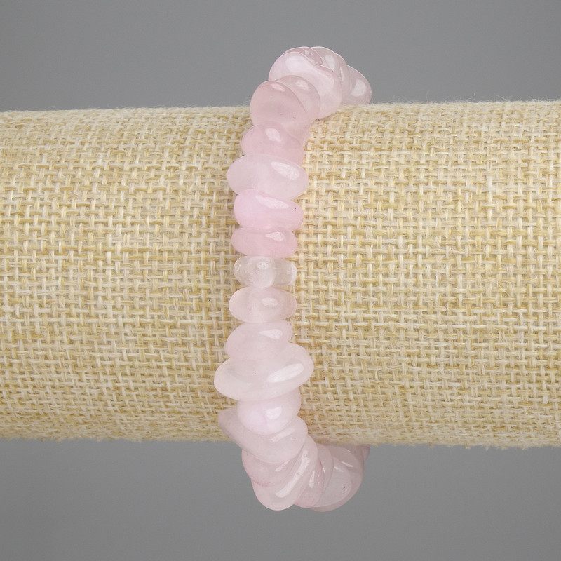 Bracelet Rose Quartz Chips, 11-14x5-6mm, diameter, 18cm length, stretch