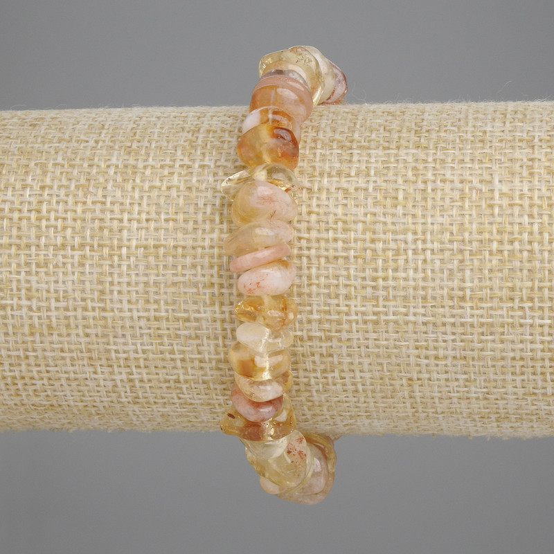 Bracelet Citrine Chip, diameter 8-11×3-5mm ±, length 7.1 in (18 cm) ± stretch