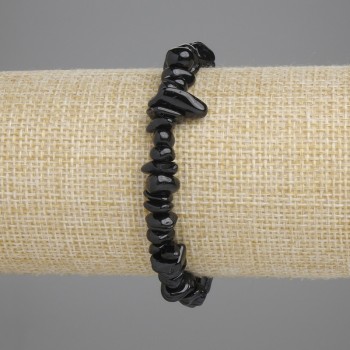 Bracelet Black Tourmaline Chip, diameter 5-12×2-8mm+-, length 18cm+-, stretch