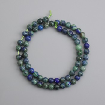 Azurite Beads, Smooth Round, 6mm ±, Threaded 38cm ±