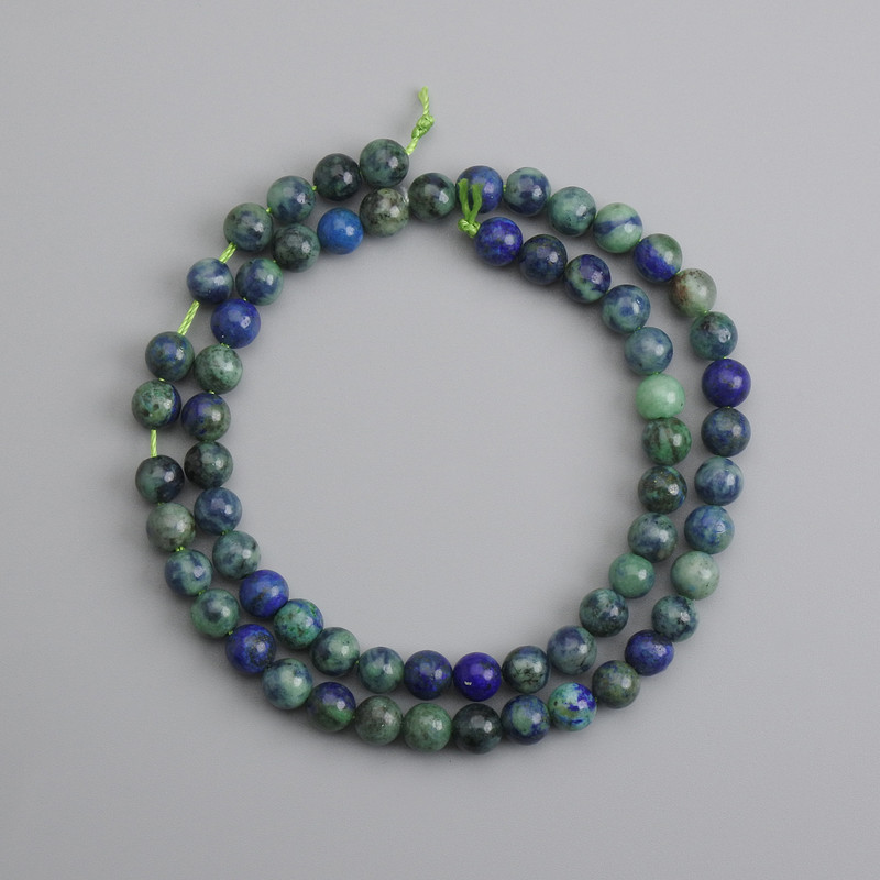 Azurite Beads, Smooth Round, 6mm ±, Threaded 38cm ±