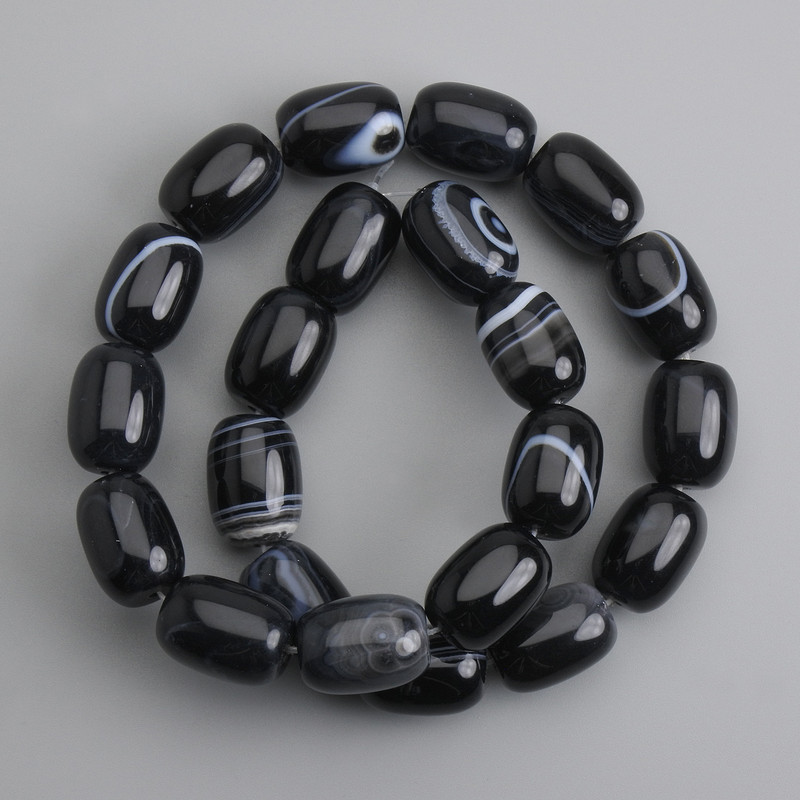 Agate Barilo Beads, 17-17.5x12, 5-13mm±, length 39 cm ±