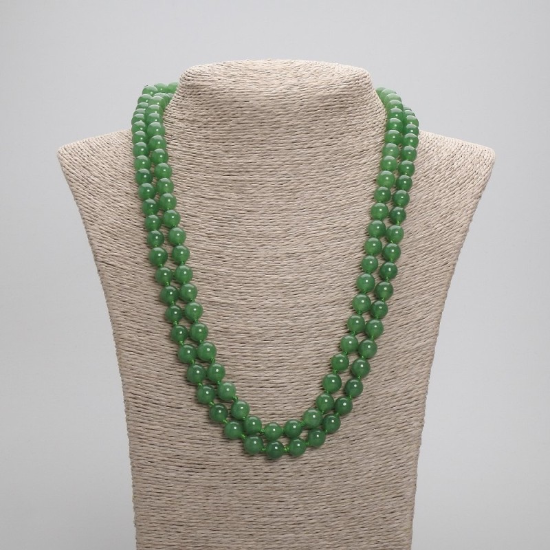 Long Chrysoprase Necklace with Smooth Round Beads, 8mm diameter, length 118 cm