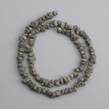 Pyrite Beads raw chunk, 4–6×3–7 mm diameter, length 40 cm