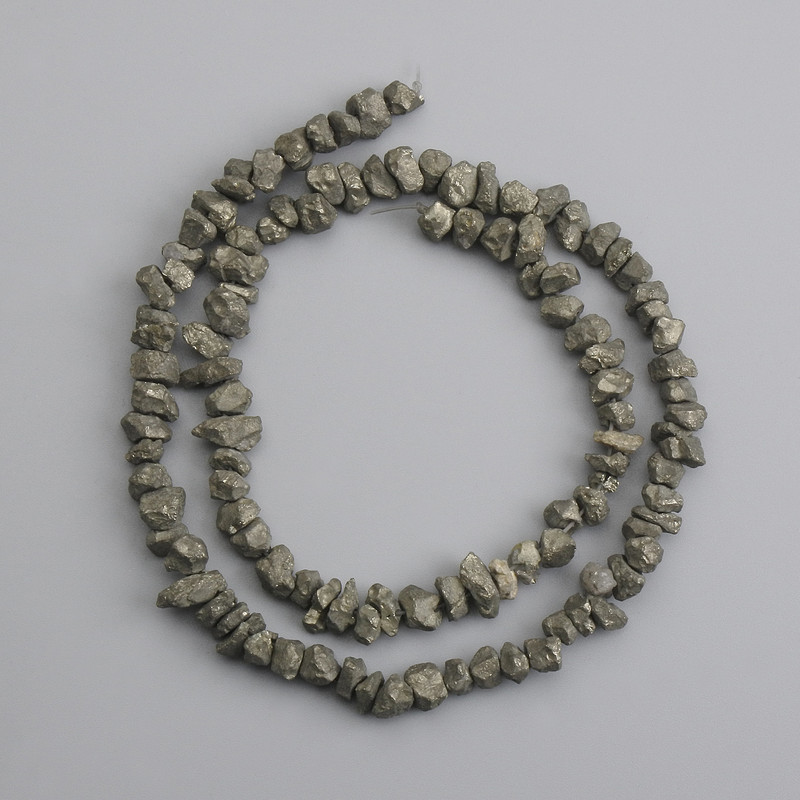 Pyrite Beads raw chunk, 4–6×3–7 mm diameter, length 40 cm