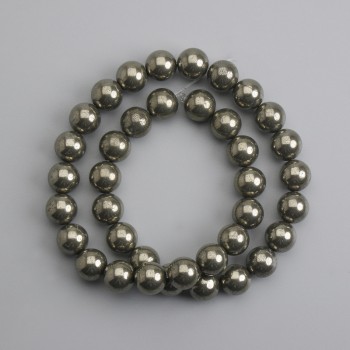 Pyrite Beads Smooth Ball 10mm Dia ±, Thread Length 38cm ±