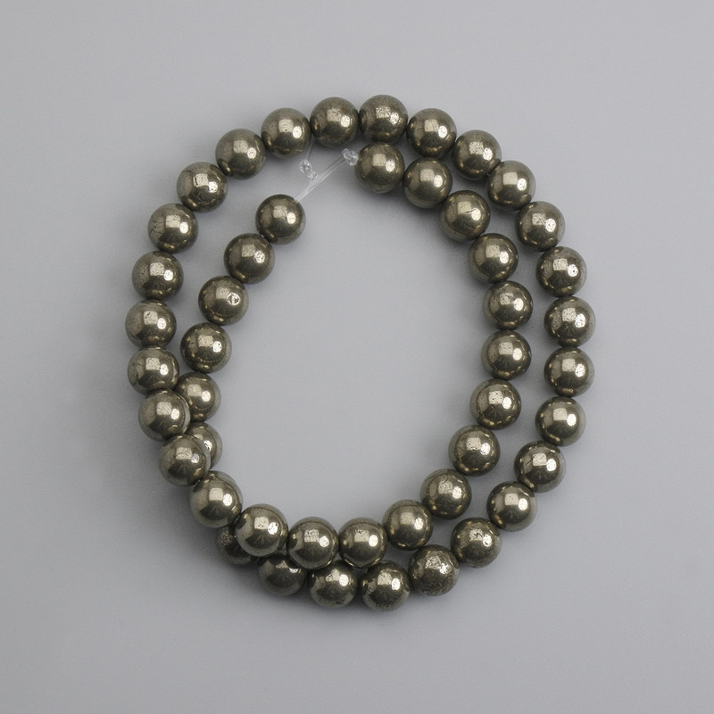 Pyrite Beads Smooth Sphere 8mm Diameter, 37cm Length +/-