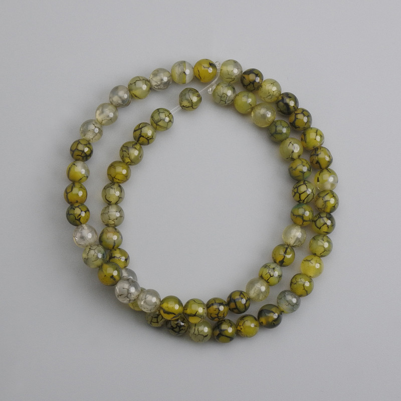 Agate Dragon's Veins Beads Round 6mm, 37cm strand