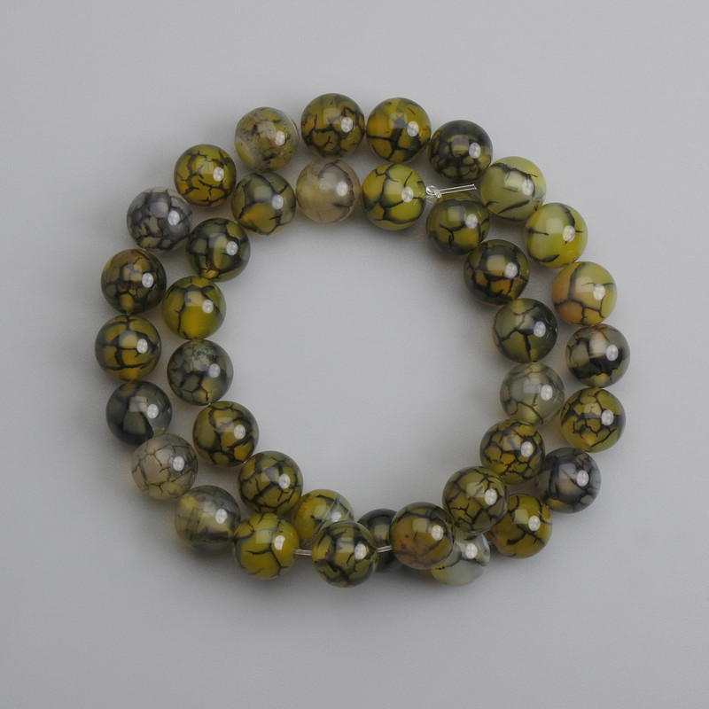 Dragon Vein Agate Beads Smooth Round 10mm, 38cm Length