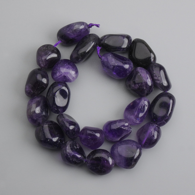 Amethyst Faceted Beads, 10–20×7–14 mm, 37 cm length +