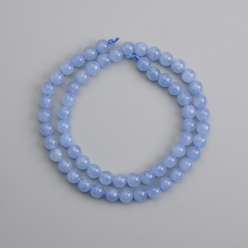 Aquamarine Beads, Smooth Spherical, 6mm Diameter, 37cm Length