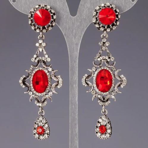 Earrings with crystals "Anthelike" "Chandeliers" "Angelica"
