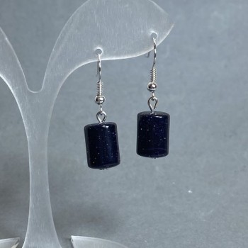 Earrings Aventurine Night of Cairo Cylinders 12×9 mm ±, length 34 mm ±