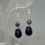 Amethyst Drop Earrings 15x10mm+- faceted 6mm+- round bead, length 40mm+-