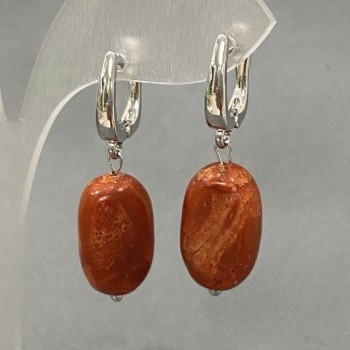 Conical Coral Earrings Oval, diameter 18×11 mm ±, length 35 mm ±
