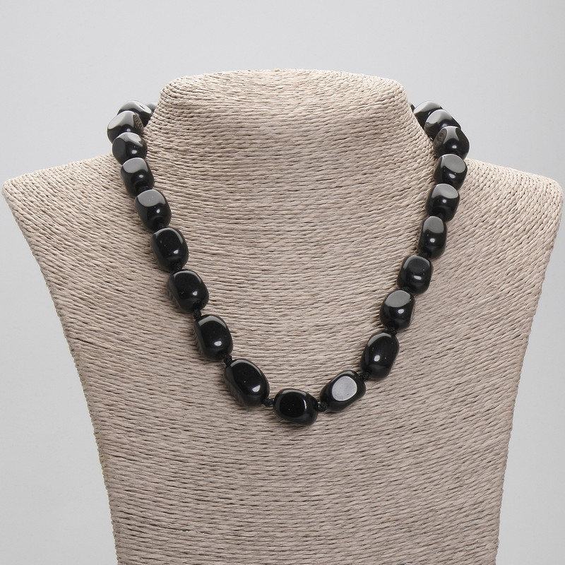 Agate necklace, bar (chunk) shape, diameter 15-18x10-11, 5mm+-, length 45cm+- with clasp