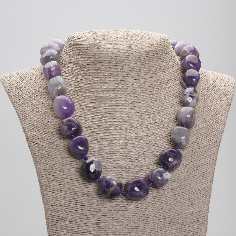 Amethyst Faceted Bead Necklace, diameter 12-17×14-15mm±, length 50cm± with clasp