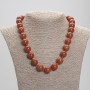 Necklace Red Jasper smooth bead, diameter 14mm+/-, length 45cm+/- with clasp