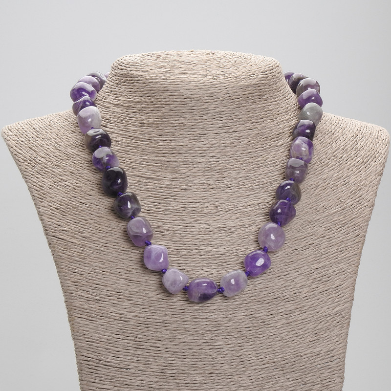 Necklace Amethyst tumbled, diameter 10-12x12-13mm +-, length 45cm +- with clasp