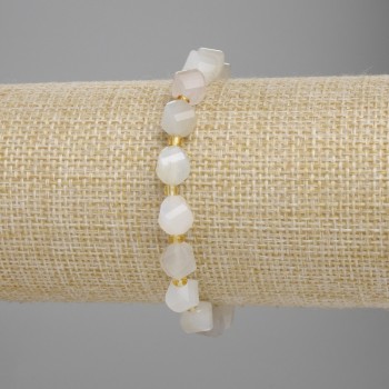 Bracelet Bilomorite faceted rhombus, diameter 8x7mm+- bead 3mm+- , length 18cm+- stretch