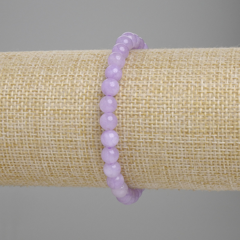 Kunzite bracelet smooth round bead, diameter 6mm±-, length 18cm±- stretch