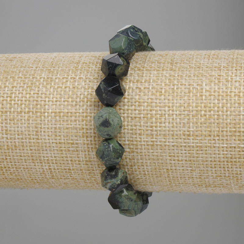 Bracelet Oceanic Jasper faceted 10x9mm +- , length 18cm +- stretch