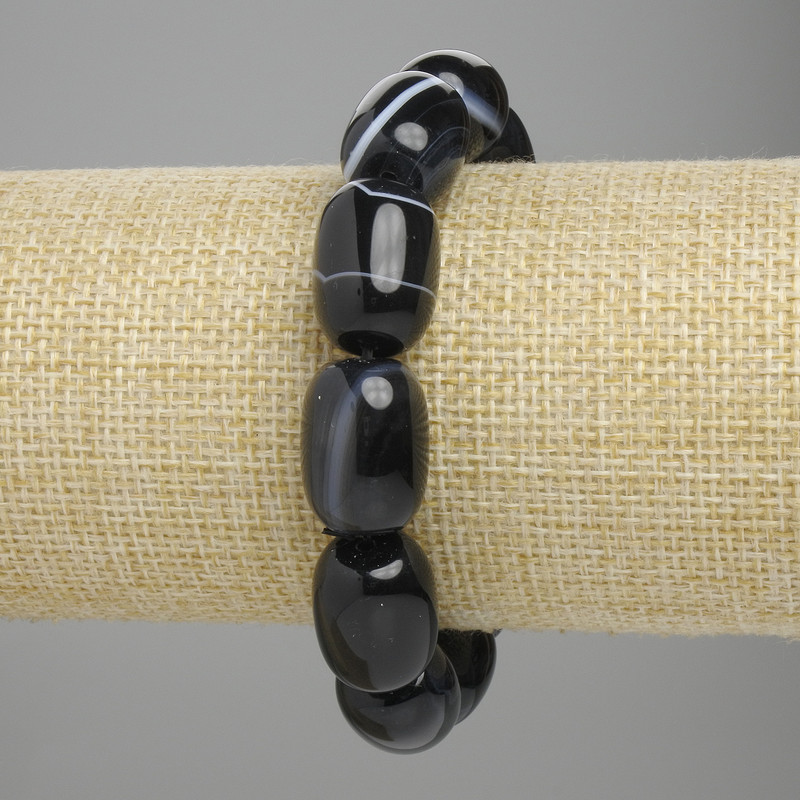 Bracelet Agate barrel, diameter 17-18x12-13mm±, length 18cm± stretch