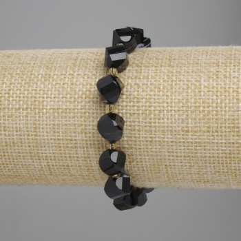 Agate bracelet faceted rhombus, diameter 10x9mm +- beads 3mm +- length 18cm +- stretch
