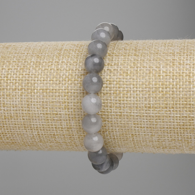 Bracelet Smoky Agate smooth round bead, diameter 9mm±-, length 18cm±- stretch