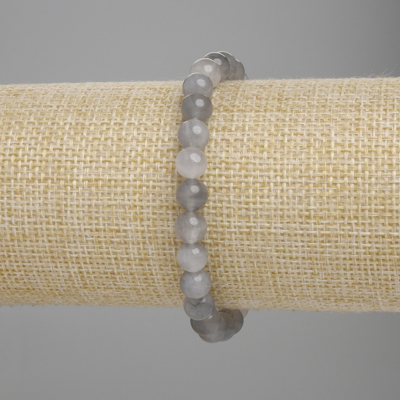 Bracelet Smoky Agate smooth bead, diameter 7mm +/-, length 18cm +/- stretch