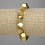 Hematite bracelet cube with transverse hole 8x8mm+- golden color, length 18cm+- stretch