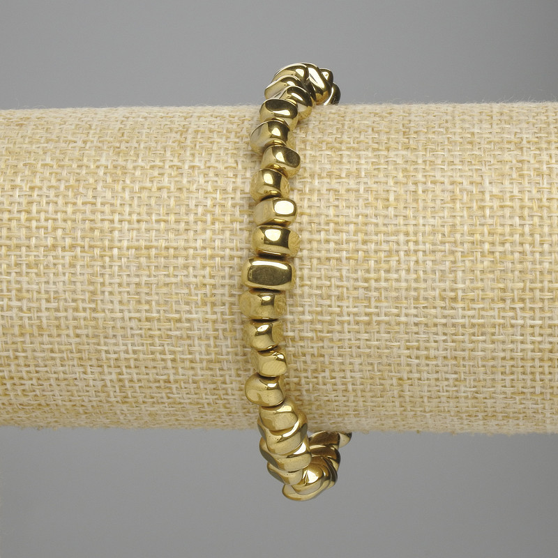 Hematite bracelet tumbled 6-8, 5x4-4, 5mm+- gold color, length 18cm+- stretch