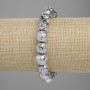 Lava bracelet with a silvery metal coating, porous bead 10.5 mm +- , length 18 cm +- stretch