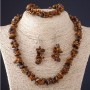 Set "Three" Tiger's Eye natural stone "stone rubble" necklace+earrings+bracelet