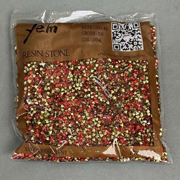 Red rhinestones, stone color red, diameter 4mm+- pack /75g (+ -)
