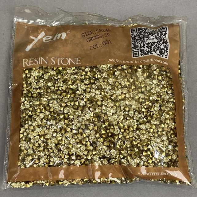 Yellow rhinestones stones, color yellow, diameter 4mm ±, pack /75g (+ -)