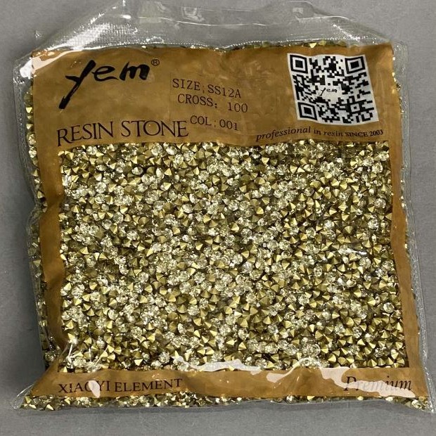 Yellow rhinestones, 3 mm diameter +- pack /110 g (+ -)