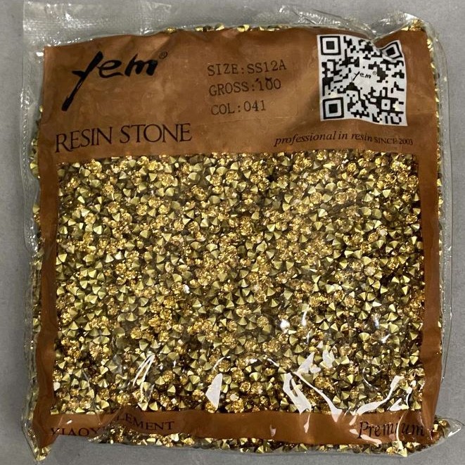 Yellow rhinestones stones, color yellow, diameter 3mm+- pack /105g (+ -)
