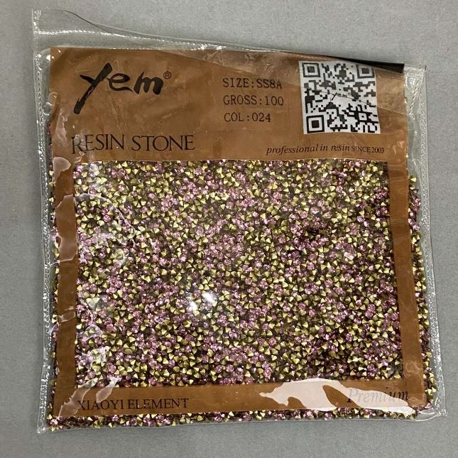 Pink rhinestones, stones, diameter 2mm ± pack /40g (+ -)