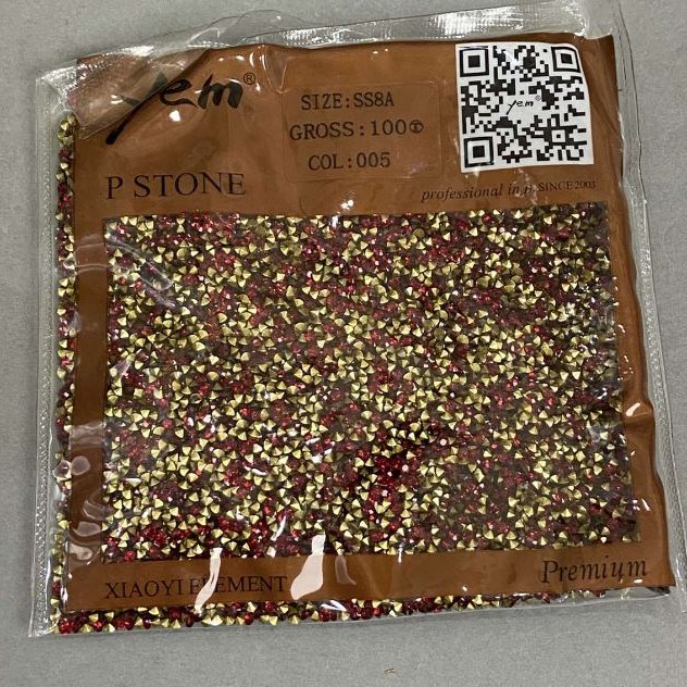 Red rhinestones, color red, diameter 2 mm ± packaged /50 g (+/-)
