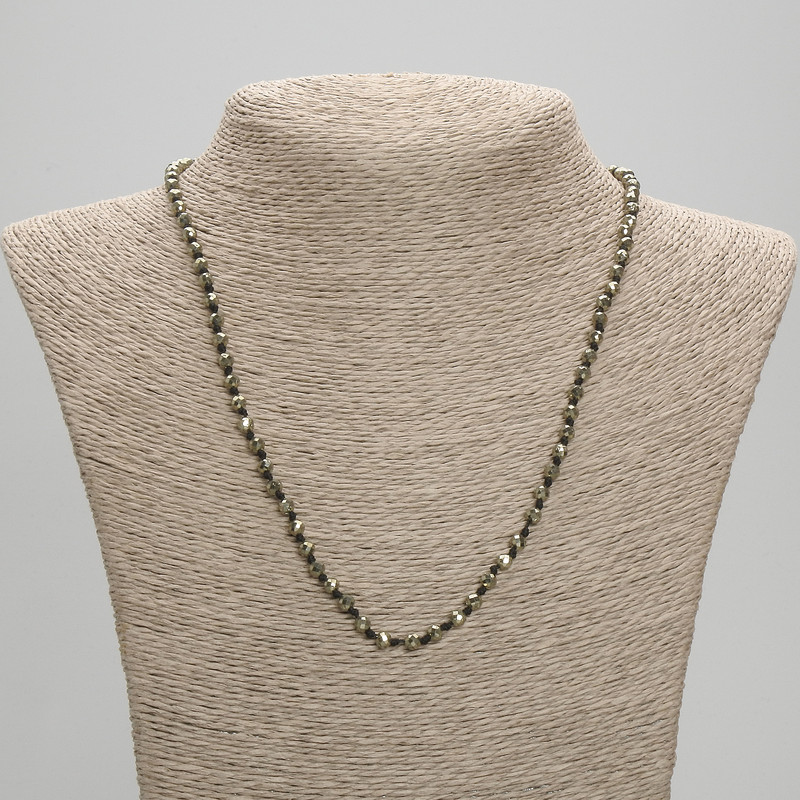 Necklace Pyrite faceted bead 4mm+-, length 45cm+-, with clasp