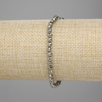 Bracelet Pyrite faceted bead 4mm +-, length 18cm +/- stretch