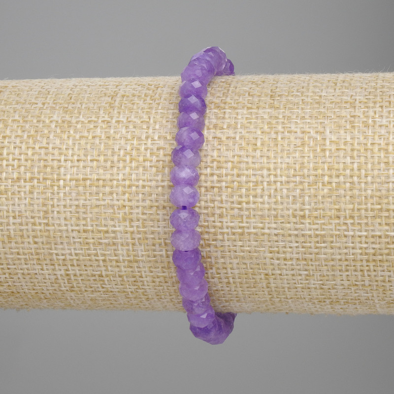 Amethyst bracelet faceted rondelle, diameter 6x4 mm +/-, length 18 cm +/− stretch