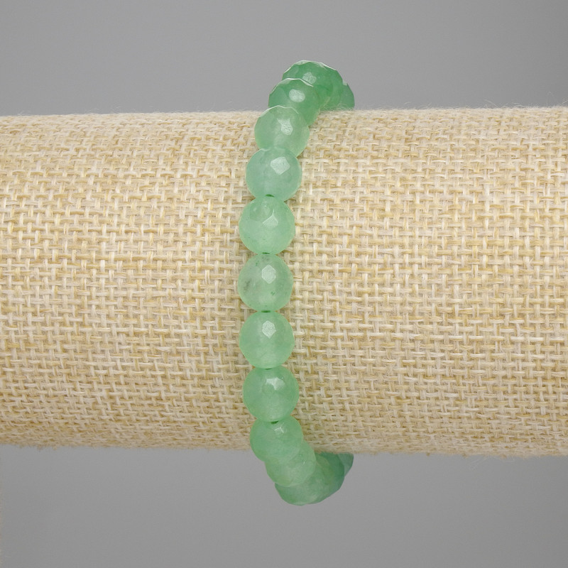 Jade bracelet faceted round bead, diameter 8 mm +- , length 18 cm +- stretch
