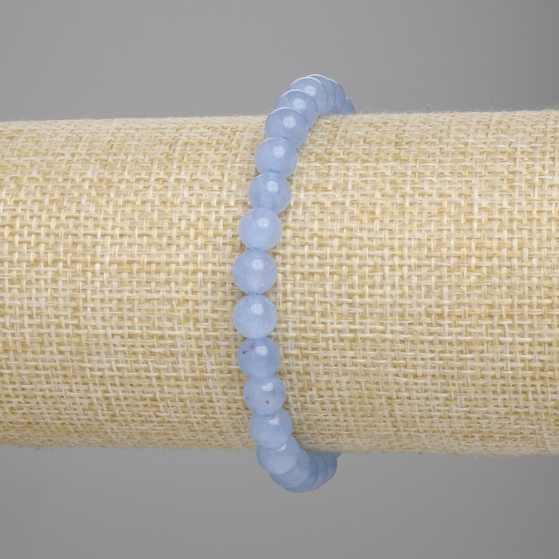 Aquamarine bracelet, smooth round bead, diameter 6mm +/-, length 18cm +/-, stretch