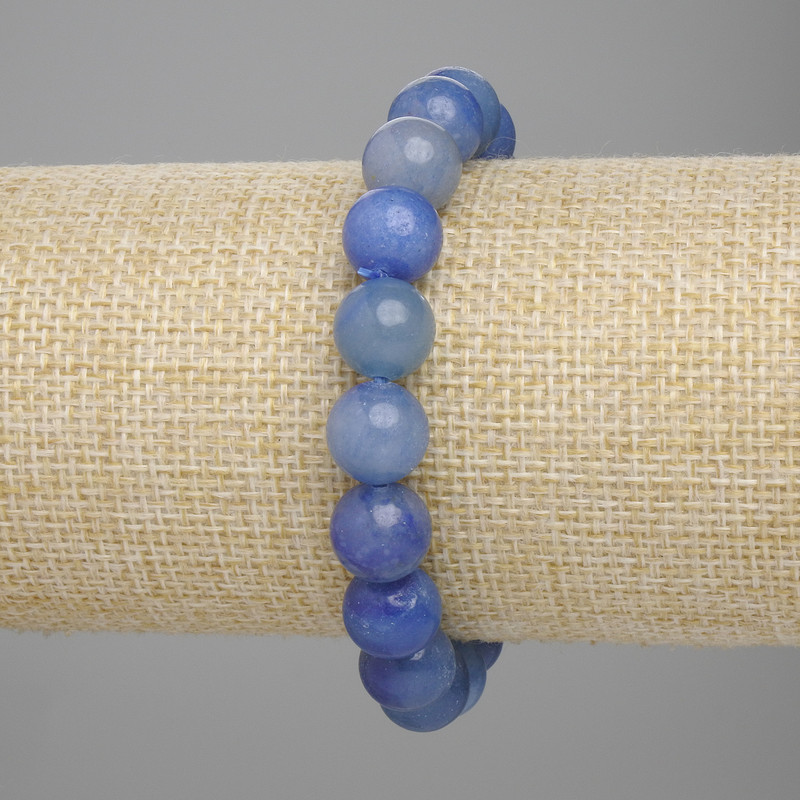 Blue Aventurine bracelet, smooth bead, diameter 10mm+-, length 18cm+- stretch